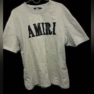 AMIRI Sage Green Tee with Black Logo